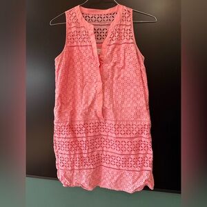 LOFT Coral Pink Eyelet Sleeveless Top